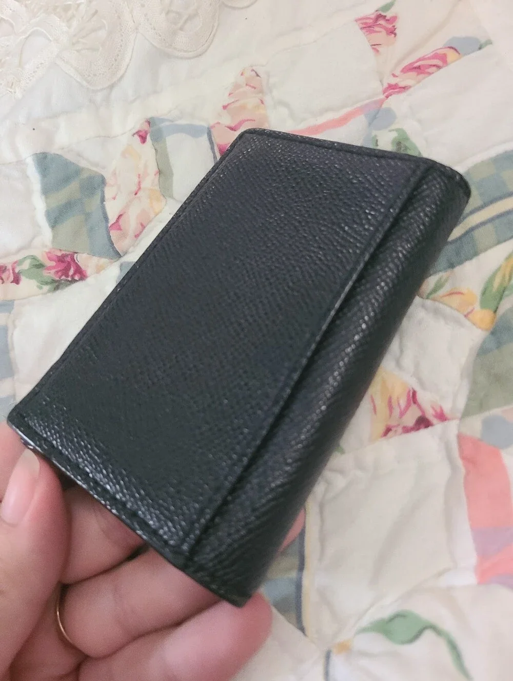 Coach Black Textured Leather Card Holder